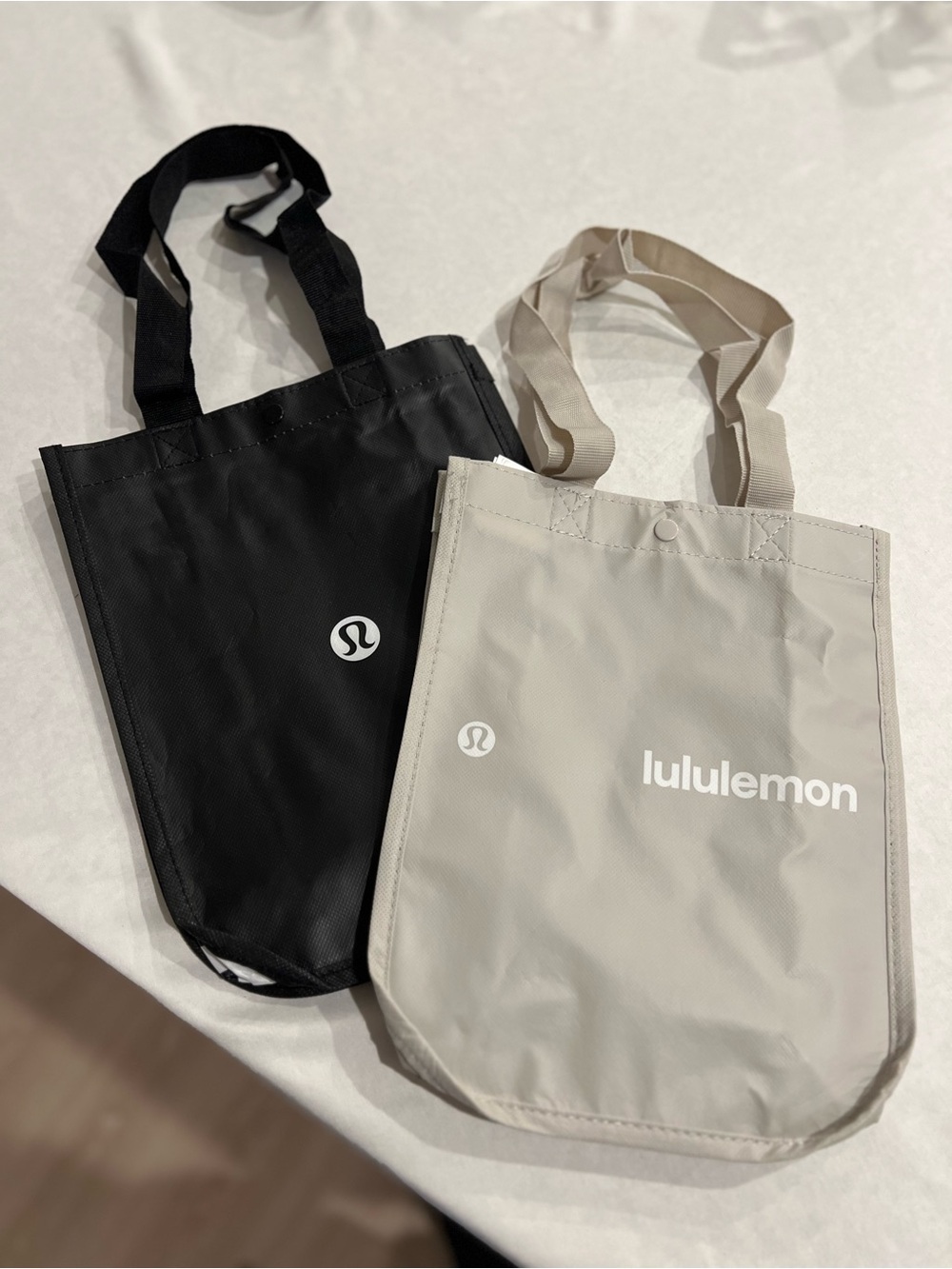 Lululemon Reusable Tote Bag Set Black & Light Gray Shopping Bags
